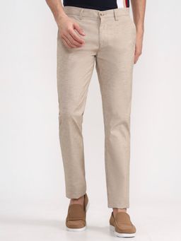 Greenfibre - Men Khaki Cotton Blend Casual Trousers