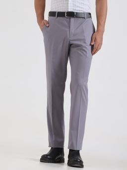 JadeBlue - Light Grey Solid Terry Rayon Formal Trousers