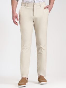 JadeBlue - Greenfibre Men Cream Slim Fit Casual Trousers
