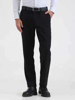 JadeBlue - Men Black Terry Rayon Formal Trousers