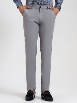 Wyre - Men Light Grey Slim Fit Casual Trousers
