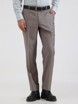 JadeBlue - Men Light Brown Terry Rayon Formal Trousers