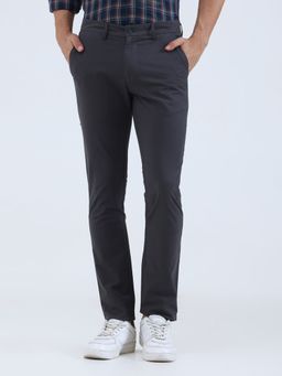 Greenfibre - Men Dark Grey Cotton Casual Trousers