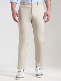 JadeBlue - Men Beige Slim Fit Casual Trousers