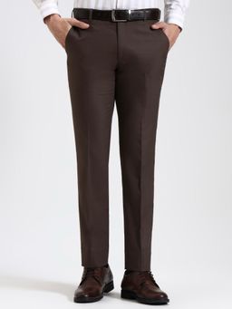 JadeBlue - Super Luxe Brown Solid Formal Trousers