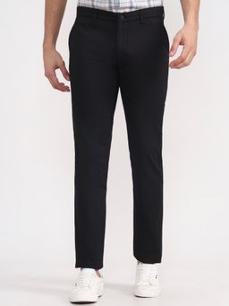 Greenfibre - Men Black Cotton Stretch Casual Trousers