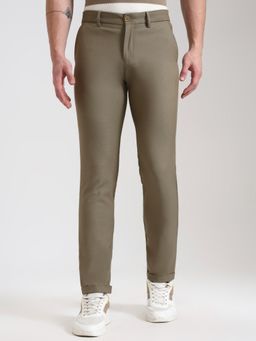 JadeBlue - Men Khaki Slim Fit Casual Trousers