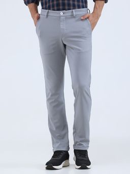 Greenfibre - Men Light Grey Casual Trousers
