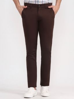 Greenfibre - Men Dark Brown Casual Trousers