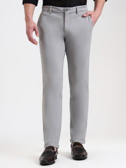 JadeBlue - Men Slim Fit Grey Casual Trousers