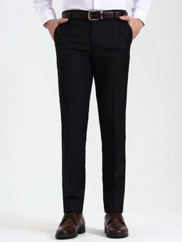 Greenfibre - Men Black Solid Formal Trousers