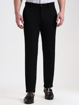 JadeBlue - Men Slim Fit Black Casual Trousers