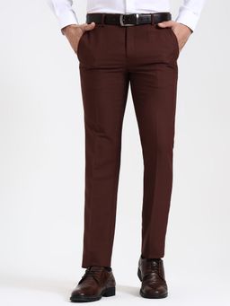 Metal - Men Rust Solid Formal Trousers