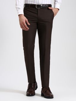JadeBlue - Super Luxe Men Brown Slim Fit Formal Trousers