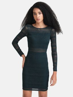 Kazo - Green Stripped Lace Mini Dress