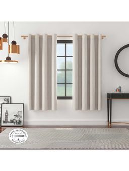 HomeTown - Fiesta Jacquard Dim Out Curtains 5 Feet In Off White Colour (Set of 2)