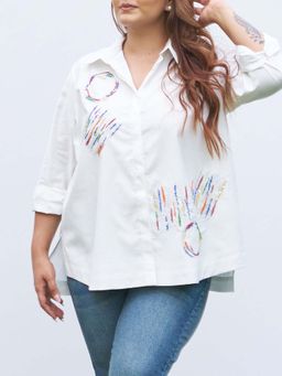 Vaaya - Women The All-Day White Scribble Shirt