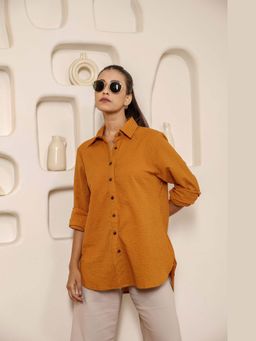 Studio Rabha - Women Mustard Seersucker Shirt