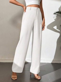 BROADSTAR - Women Off White Solid Trouser