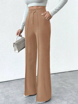 BROADSTAR - Women Beige Pleated Trouser