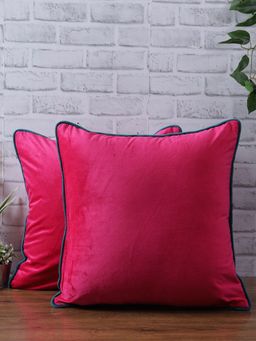 Eyda - Velvet Fuchsia Color Cushion Cover Set Of 2-18X18 Inch
