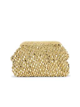BTB Los Angeles - Vita Woven Raffia Studded Clutch Gold