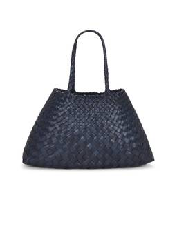 Dragon Diffusion - Santa Croce Woven Leather Tote Bag Navy Blue