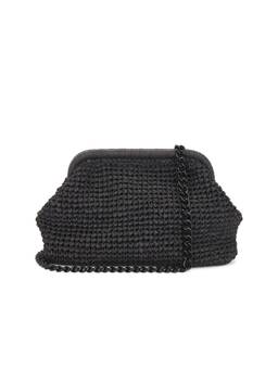 Nikki Beach - Karla Raffia Frame Clutch Black