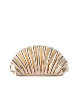 olga berg - Hollie Pleated Faux Leather Clutch Gold
