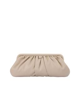 olga berg - Gathered Faux Leather Clutch Beige