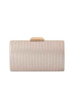 olga berg - Embossed Vegan Leather Clutch Gold