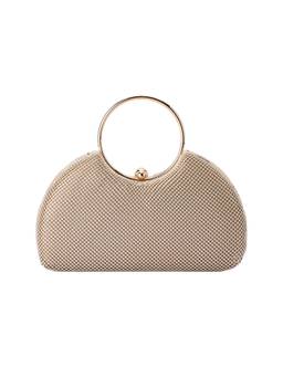 olga berg - Jamie Ball Mesh Top Handle Clutch Gold