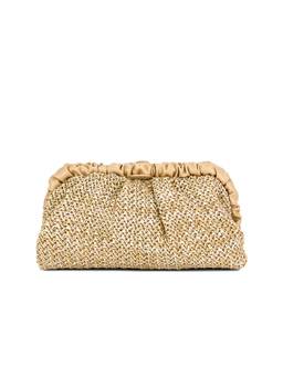 olga berg - Grace Matte Satin Envelope Clutch Gold