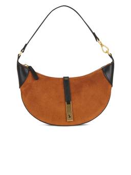 POLO RALPH LAUREN - Small Suede Leather Shoulder Bag Brown