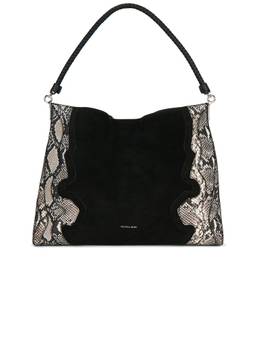 Veronica Beard - Snake Embossed Suede Hobo Bag Black