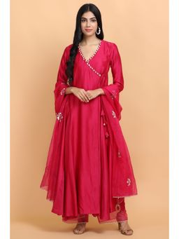 Arpita Sulakshana - Pink Angarkha Pant with Dupatta (Set of 3)