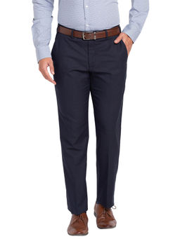 Park Avenue - Regular Fit Self Design Dark Blue Trouser