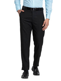 Park Avenue - Regular Fit Checkered Dark Grey Trouser
