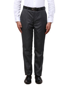Park Avenue - Regular Fit Self Design Dark Grey Trouser