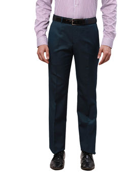 Park Avenue - Regular Fit Self Design Dark Blue Trouser
