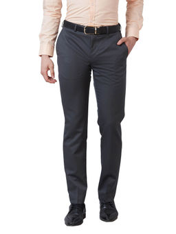 Park Avenue - Regular Fit Self Design Grey Trouser