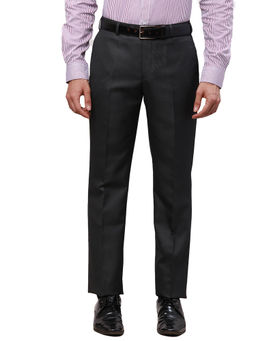 Park Avenue - Regular Fit Self Design Grey Trouser