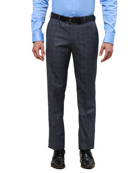 Park Avenue - Regular Fit Checkered Dark Grey Trouser