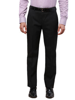 Park Avenue - Regular Fit Checkered Black Trouser