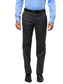 Park Avenue - Regular Fit Checkered Dark Grey Trouser