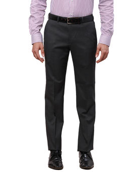 Park Avenue - Regular Fit Solid Dark Grey Trouser