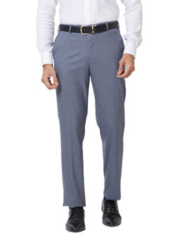 Park Avenue - Regular Fit Solid Medium Blue Trouser