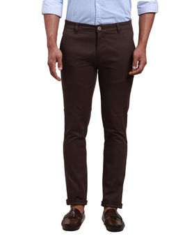 Parx - Super Slim Fit Solid Brown Trouser