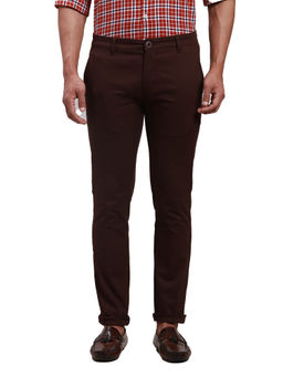Parx - Super Slim Fit Solid Dark Brown Trouser