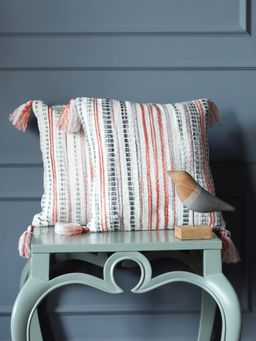 Revive Home - Ivory Woven Cushion Cover With Tassels (Set Of 2)